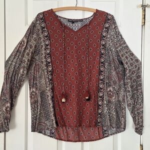 Tolani Collection Pink and Cream Mixed Print Boho Tunic